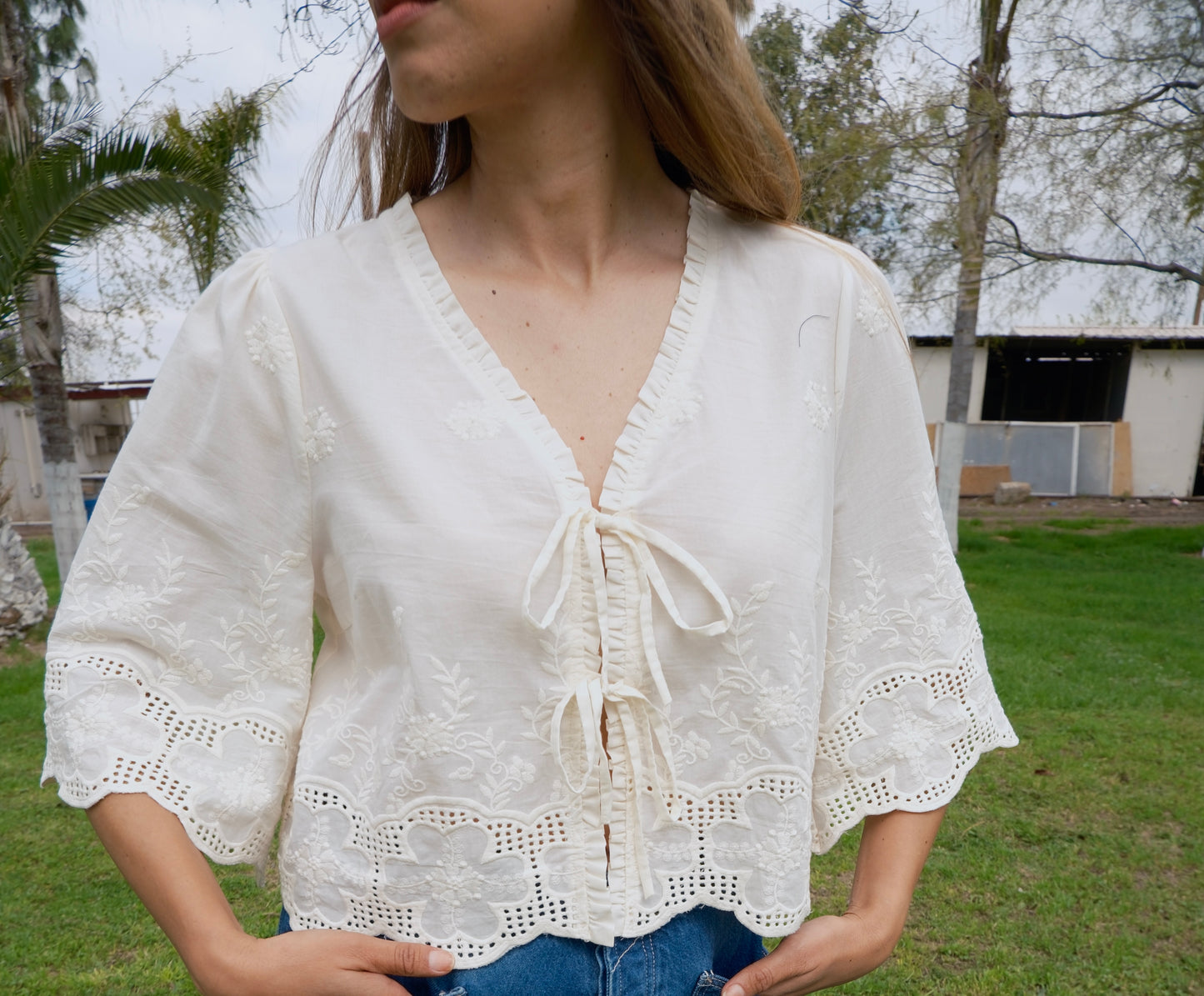 Dawn Floral Tie Front Top