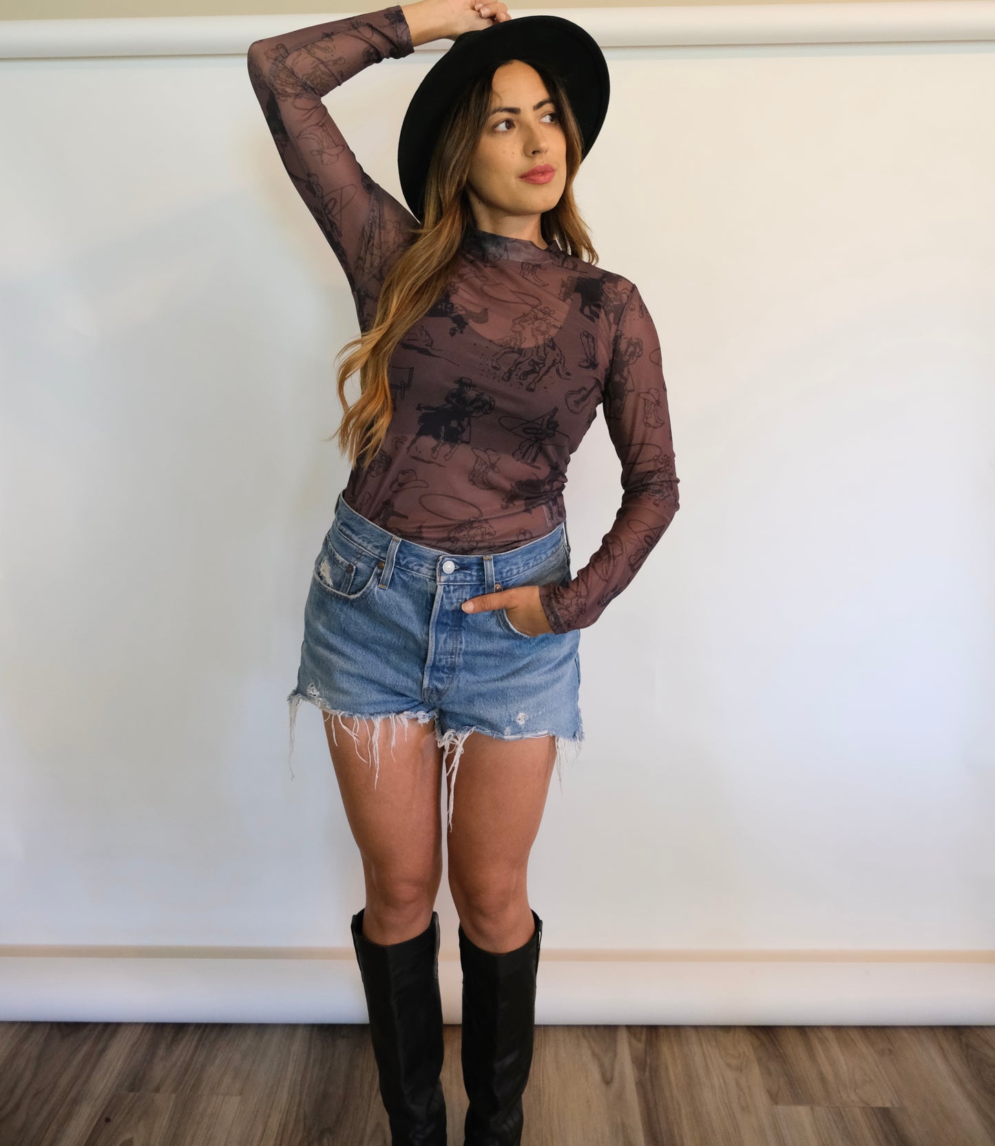 Lasso Sheer Long Sleeve Top