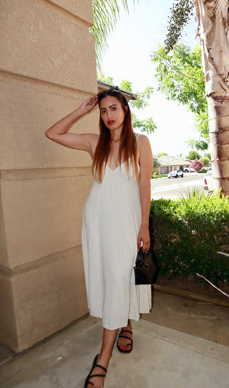 LINEN MIDI DRESS