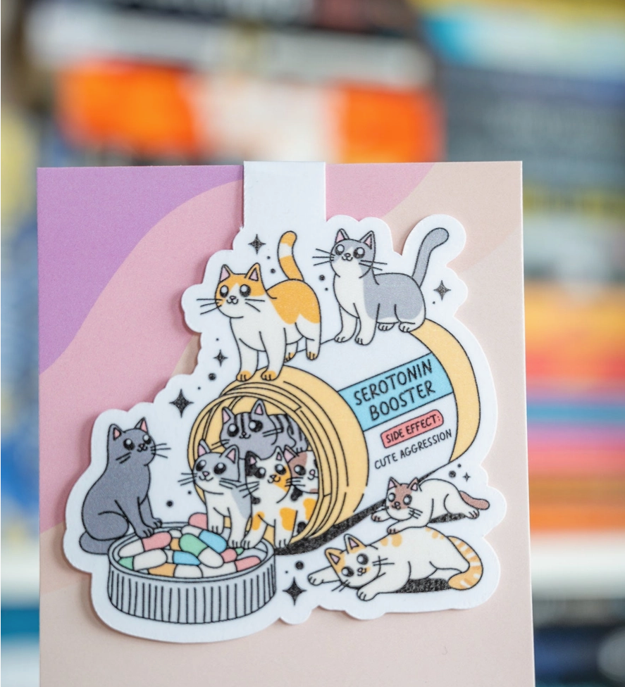 Cat Serotonin Booster Magnetic Bookmark