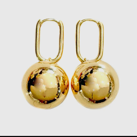 Gold Bead Ball Earrings