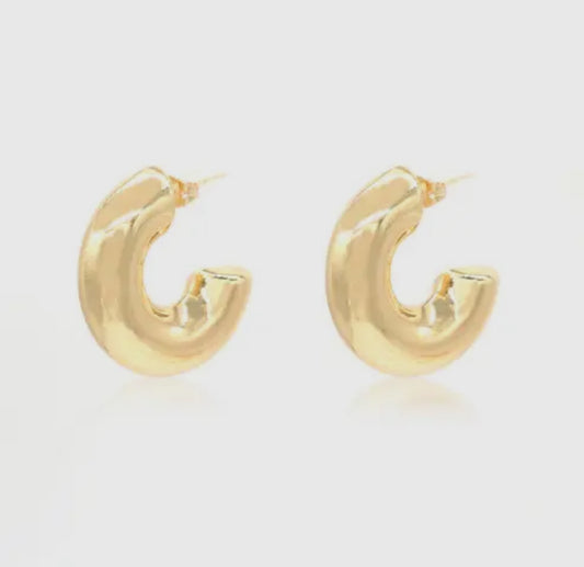 Large Thick Smooth Hoop Earrings