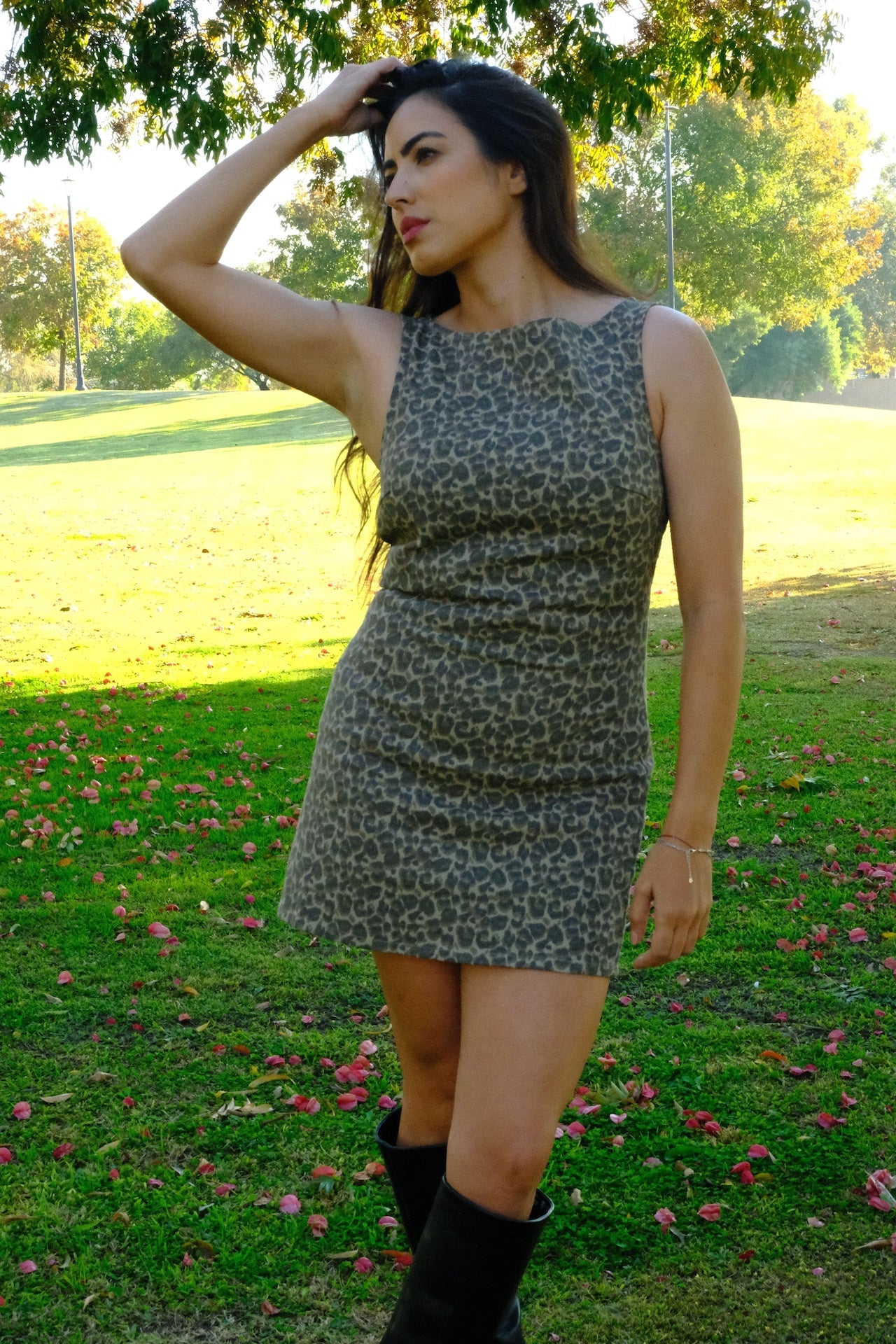 Jayne Leopard Boat Neck Dress