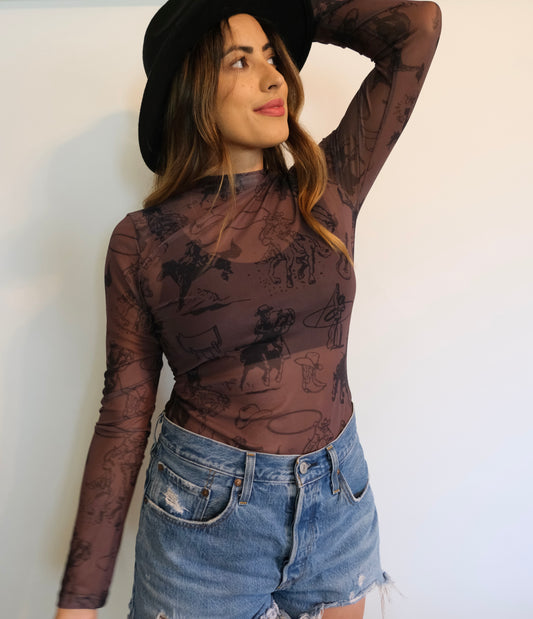 Lasso Sheer Long Sleeve Top