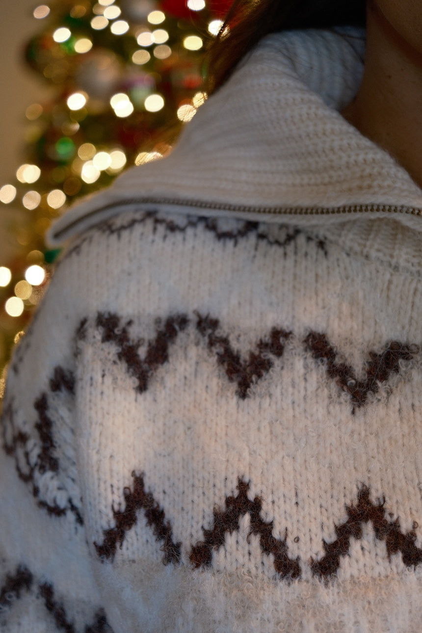 Brown Half Zip Holiday Sweater