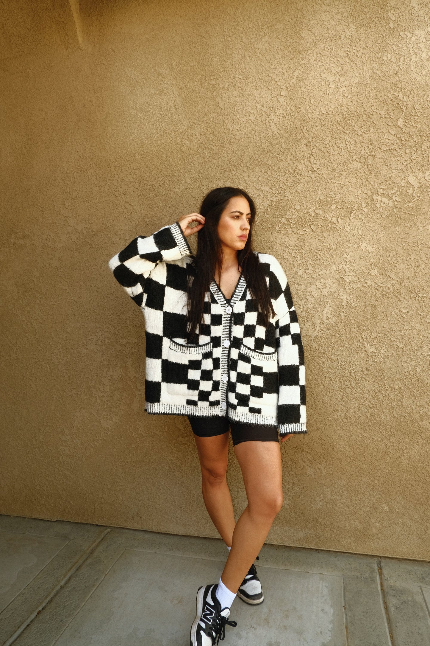 Avril Oversized Checkered Cardigan