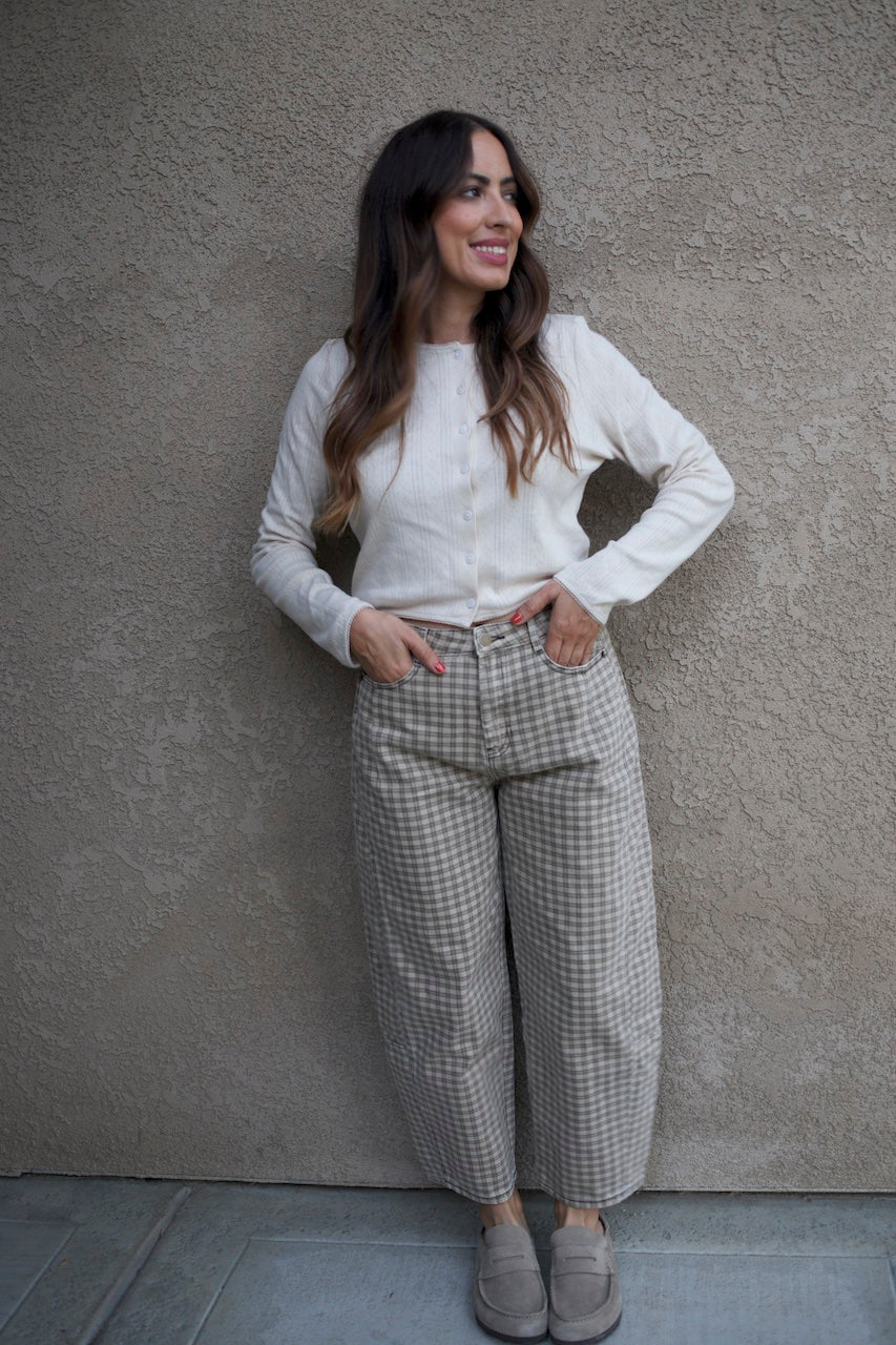 Checkered Barrel Jeans