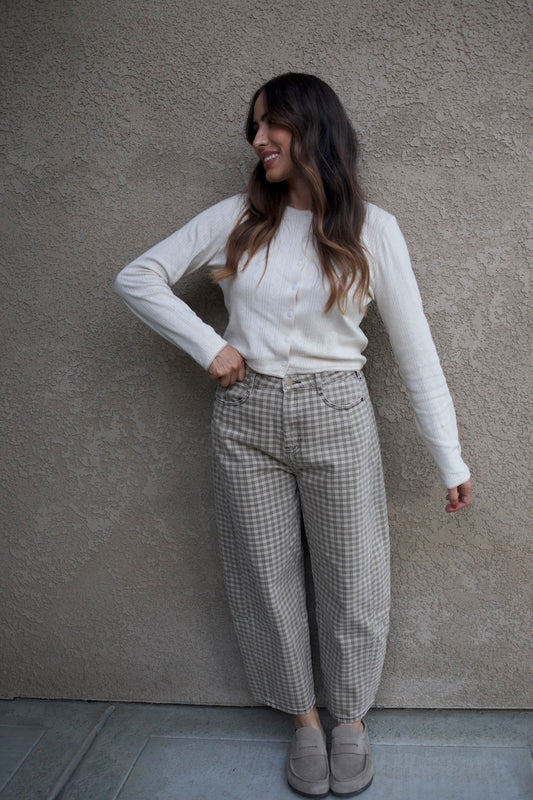 Checkered Barrel Jeans
