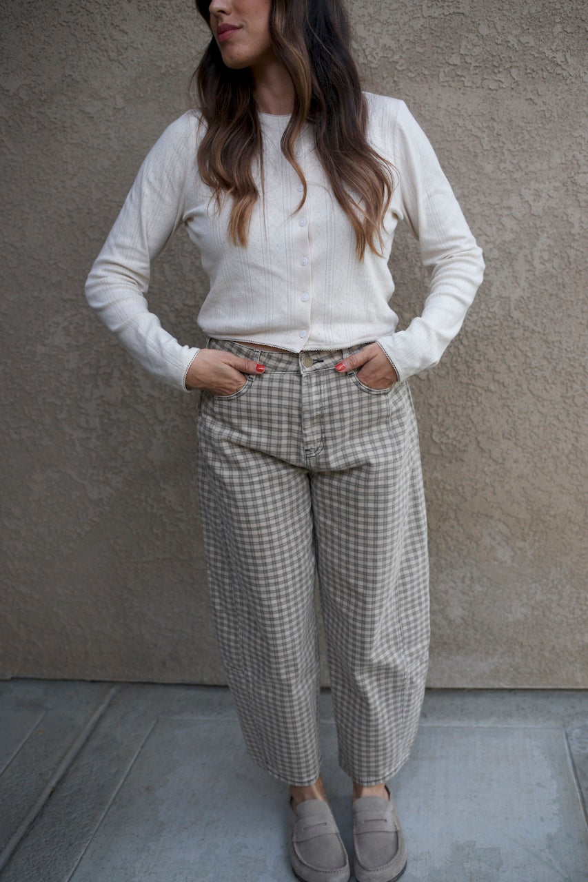Checkered Barrel Jeans