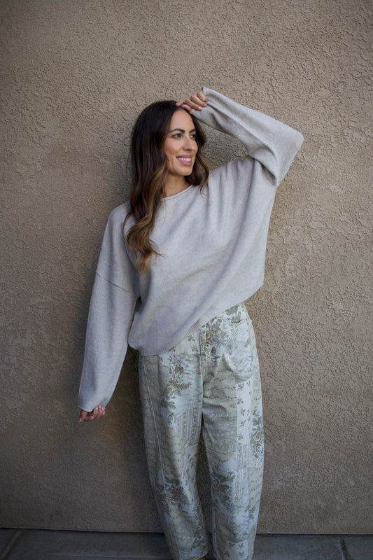 Vintage Print Barrel Jeans