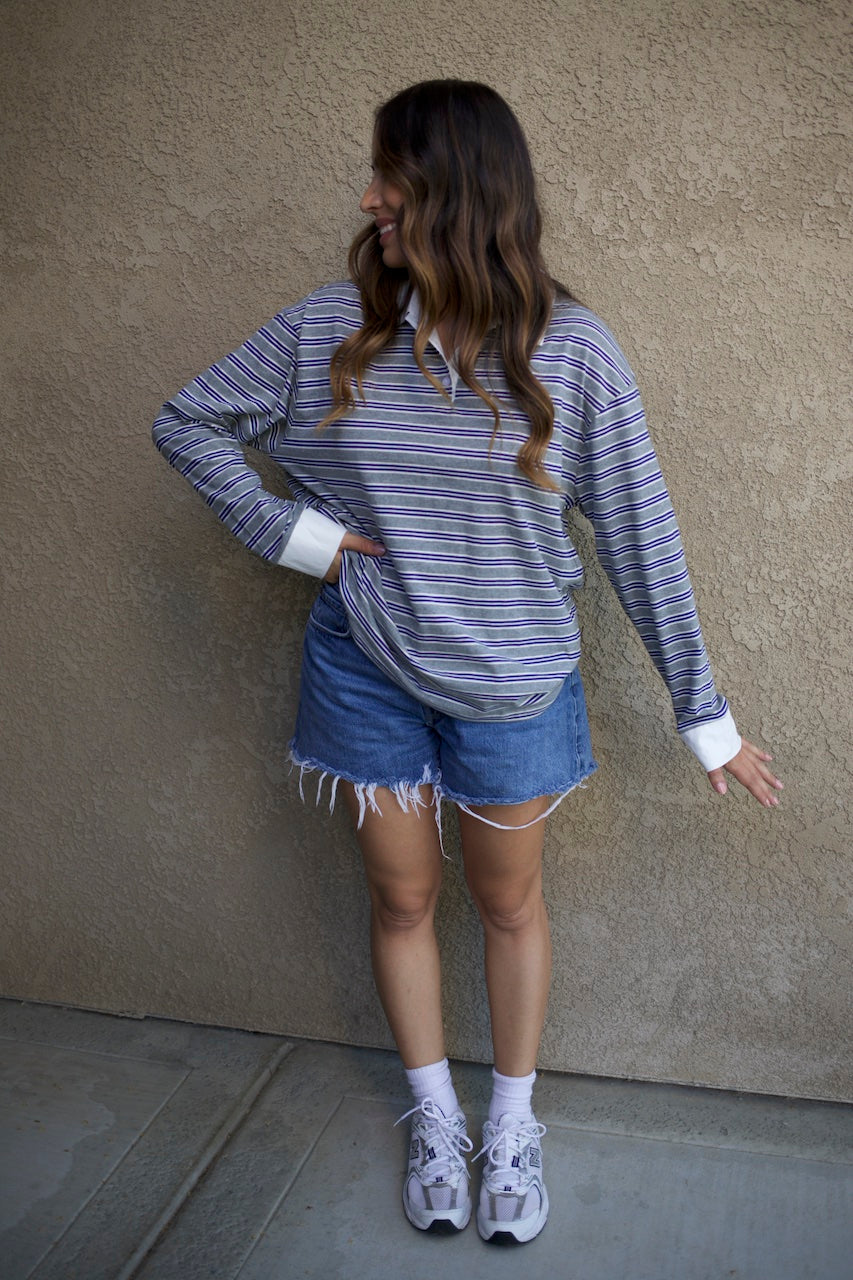 Cameron Oversized Striped Collard Top