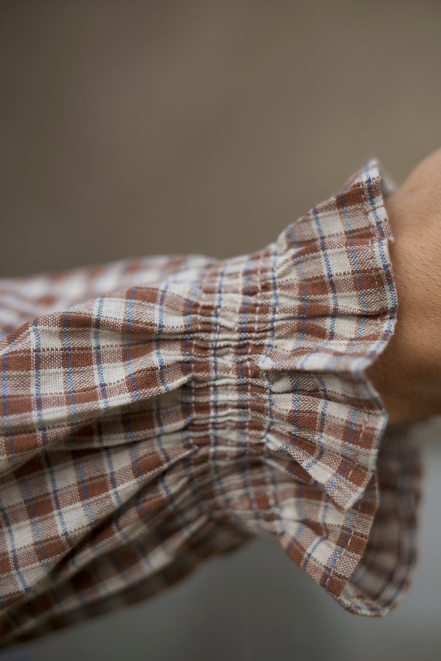 Gingham Woven Ruffle Top